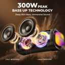 Party Bluetooth Speaker, 300W Peak Powerful Loud Stereo Sound Deep Bass