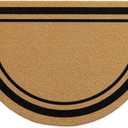 OLANLY Half Circle Front Door Mat, Low Profile Doormat, Stain and Fade Resistant, Easy to Clean, for Indoor and Outdoor Entrances, Patio Porch or Entryway, Brown (35x23 Inch, Classic Border)