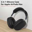 Silicone Case Cover for AirPods Max Headphones, Ear Pad Case Cover/Ear Cups Cover/Headband Cover for AirPods Max 2/1 (2026/2024/2020)(USB-C/Lightning), Silicone Accessories for Apple AirPod Max, Black
