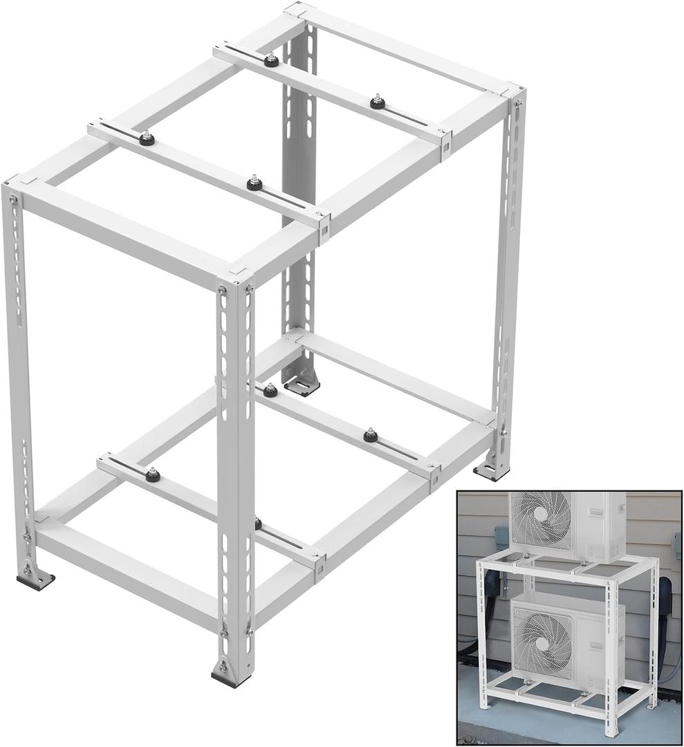 Mxclimate Mini Split Ground Stand for Ductless Mini Split Condenser Heat Pump System.Double Levels Floor Stand Ground Mounting Bracket for 9000-18000 BTU