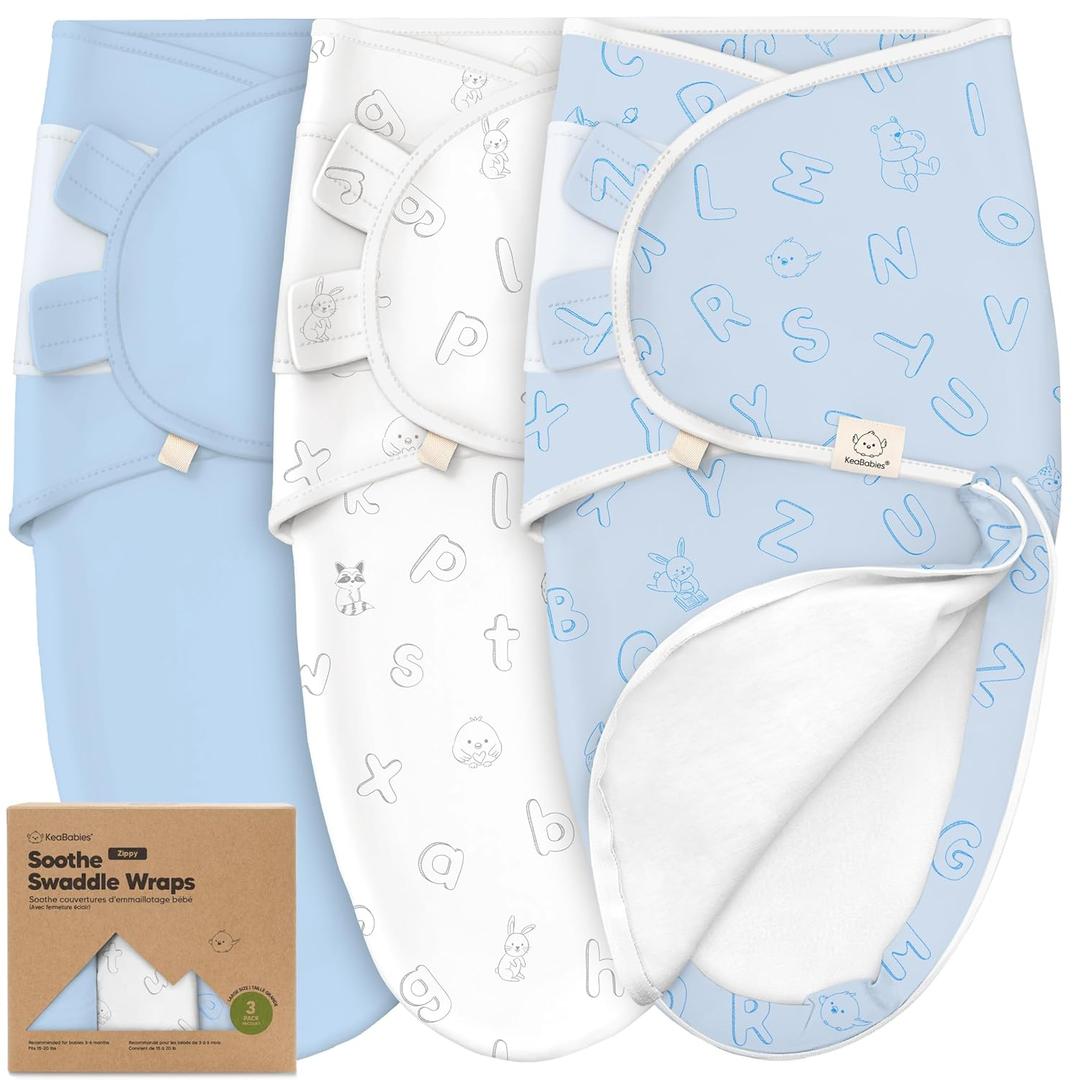 Baby Swaddle Sleep Sacks with Zipper - 3-Pack Swaddles for Newborns 0-3 Months, Infant, Baby Girls, Boys, Soft & Durable Newborn Sleep Sack, Easy Diaper Change Swaddling Blanket (ABC Land Cloud) (One Size, Abc Land Cloud)