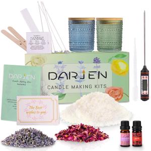 DARJEN Candle Making Kit for Beginners, 2 Jars, Soy Wax, DIY Set, 1LB