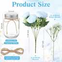 Zeyune 6 Sets Mason Jar Centerpiece Table Decorations, Artificial Peony Baby's Breath Flower Bouquets, Faux Flowers with Vase, Rustic Decor Gifts for Home, Wedding, Holiday (Blue)