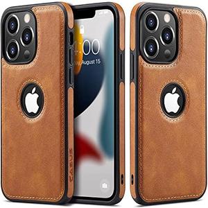 Casus Logo View Compatible with iPhone 13 Pro Case Slim Premium Vegan Leather Classic Luxury Elegant Thin Cover (2021) 6.1" (Brown)