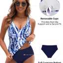 Yonique Tankini Swimsuits for Women Tummy Control Bathing Suits Two Piece Tankini Tops with Bikini Bottoms Twist Swimwear (Blue, L)