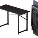 Folding Computer Desk 47 inch Writing Gaming Computer Camping Table, No Assembly Required Home Office Desk, Black