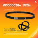 Canamax W10006384 Washer Drive Belt - Compatible with Whirlpool Kenmore Washers - Replaces W10006384 AP6014712 PS11747978 WPW10006384 - Pack of 2