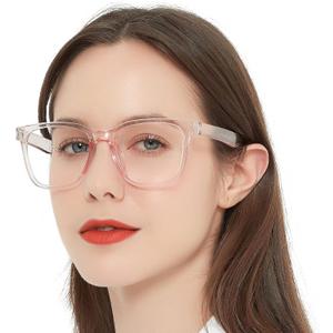 AEZUNI Oversize Square Reading Glasses for Women Oversized Trendy Large Readers 1.0 1.5 2.0 2.5 3.0 3.5 (Pink,100)