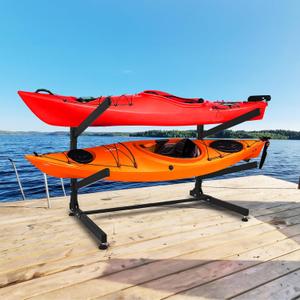 Freestanding Kayak Storage Rack Vertical 2/3/4-Tier Organizer for Kayaks, Canoes & Paddleboards, Heavy-Duty Indoor/Outdoor Stand with Protective Foam Padding