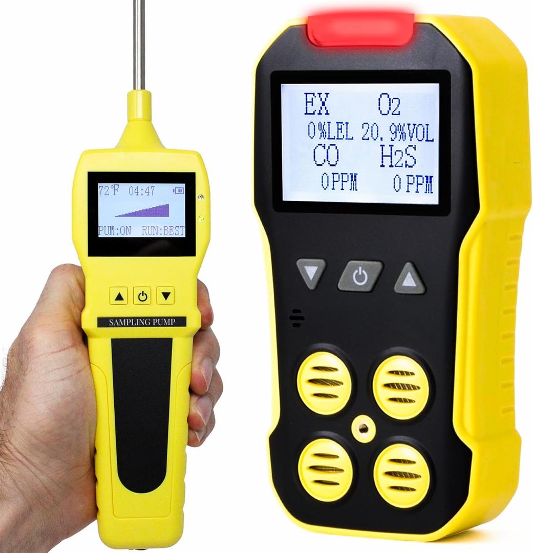 4 Gas Monitor + Pump by Forensics Detectors | USA NIST Calibration Certificate | USB Recharge | 4 Gas with Probe for Confined Space |