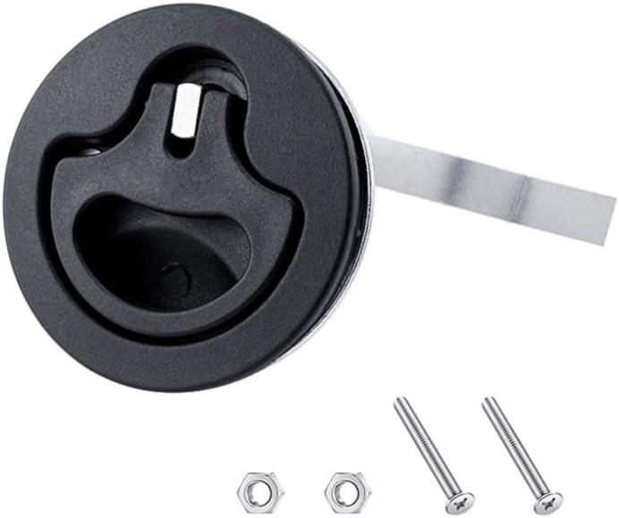 Boat Cam Latch, Nylon Lift Locking Latch with Plate Screws, Flush Pull Hatch Lift, Adjustable 15 to 60mm Marine Hatch Pull with Back Plate for Yacht Boat RV Trailer Show