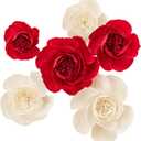 Crepe Paper Flowers Decoration for Wall, Artificial Flowers for Wedding Decor,Flower Backdrop Decor,Baby Shower,Birthday Party,Photo Backdrop,Archway Decor, Nursery Wall Decor (Red&Beige;Set/6)