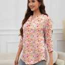 Post Shoulder Surgery Shirt for Women Tear Away 3/4 Sleeve Tops After Rotator Cuff Shirt V Neck Chemo Port Adaptive Clothing (S)