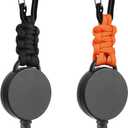 2 Pack Retractable Keychain, Heavy Duty Retractable Badge Holder Reel, Retractable ID Badge Clip Reel with Steel Cable and Carabiner Clip, Badge Reel Carabiner Key ChainBlack&Orange