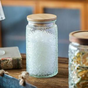 CHUNTIAN Vintage Glass Storage Jar, 34 FL OZ Glass Food Storage Containers with Bamboo Lid, Airtight Cookie Jar Candy Jar for Kitchen Counter, Pantry, Coffee, Tea, Sugar (Round, Sunflower) 