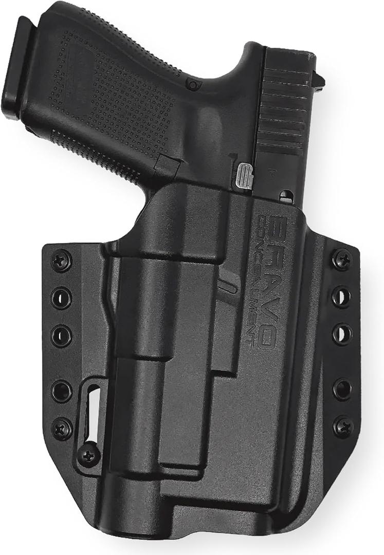 Bravo Concealment Adaptive OWB Gun Holster for Glock 19/17 - Compatible with Tactical Weapon Light TLR-1 HL - Adjustable Cant, Secure Retention, and Curved Comfort Design for Open or Concealed Carry