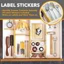 SpaceAid Bamboo Drawer Dividers with Inserts and Labels, Kitchen Adjustable Drawer Organizers, Expandable Organization for Home, Office, Dressers, 4 Dividers with 9 Inserts (17"-22" Natural)