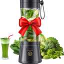 Cordless Portable Personal Size Blender - USB Rechargeable Blender for Smoothies and Shakes, 6 Blades with 380Ml BPA Free Juice Cup, Freshly Squeezed for Picnic/Sports, Mother's Day
