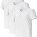 DAVID ARCHY Men's Undershirts Combed Cotton T-Shirt Soft Moisture-Wicking Undershirt Crew Neck or V Neck Tees, 3 Pack White Large
