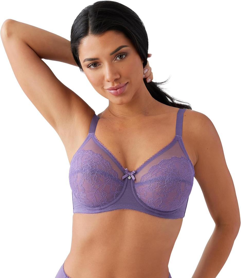 Wacoal Women's Retro Chic Unlined Mesh Full Coverage Underwire Bra, 855186 (44H, Grape Compote)