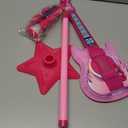 TAKIHON Guitar and Microphone Set for Kids,Guitar Toys with Music&Colorful Light,Adjustable Height Microphone with Stand,Karaoke Toys Gift for Boy,Girls,Toddlers(Red)-Upgraded