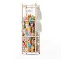 Stuffed Animal Storage & Organizer, 54 inch Tall Wooden Cute Zoo Toy Holder w/Building Block Storage Bag, Premium Wooden Material with Elastic Cord For Toddler Rooms, Playrooms & Bedrooms
