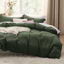 Bedsure Olive Green Duvet Cover King Size - 3 Pieces Prewashed Cotton-Like Polyester Extra Soft Bedding Set, Includes 1 Duvet Cover 104x90 Inches with Zipper Closure & 2 Pillow Shams, No Comforter