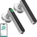 IRONZON Fingerprint Door Handle for Bedrooms - 191Y 4-in-1 Fingerprint Door Lock with Keypad and App Control, Smart Knob for Bedroom with Key, Keyless Entry Door Handle - Silver
