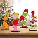 Christmas Table Decorations Signs Christmas Wooden Centerpiece Signs Xmas Theme Wooden Table Toppers for Holidays Party Supplies, 4 Pack