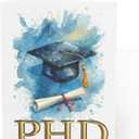 PhD Card, Doctorate Congratulations Card for Him or Her, Dr Achievement Congrats, Proud of You Grad, Academic Milestone Keepsake, Graduation Congratulations Card for Graduate, 5x7", Blank Inside (Blue)
