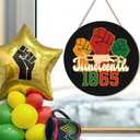 3D Juneteenth Freedom Day Door Sign,Juneteenth Wreaths for Front Door,African American Freedom Day Decor,Pride Black History Sign,June 1865 Independence Day Decor for Home Porch Yard