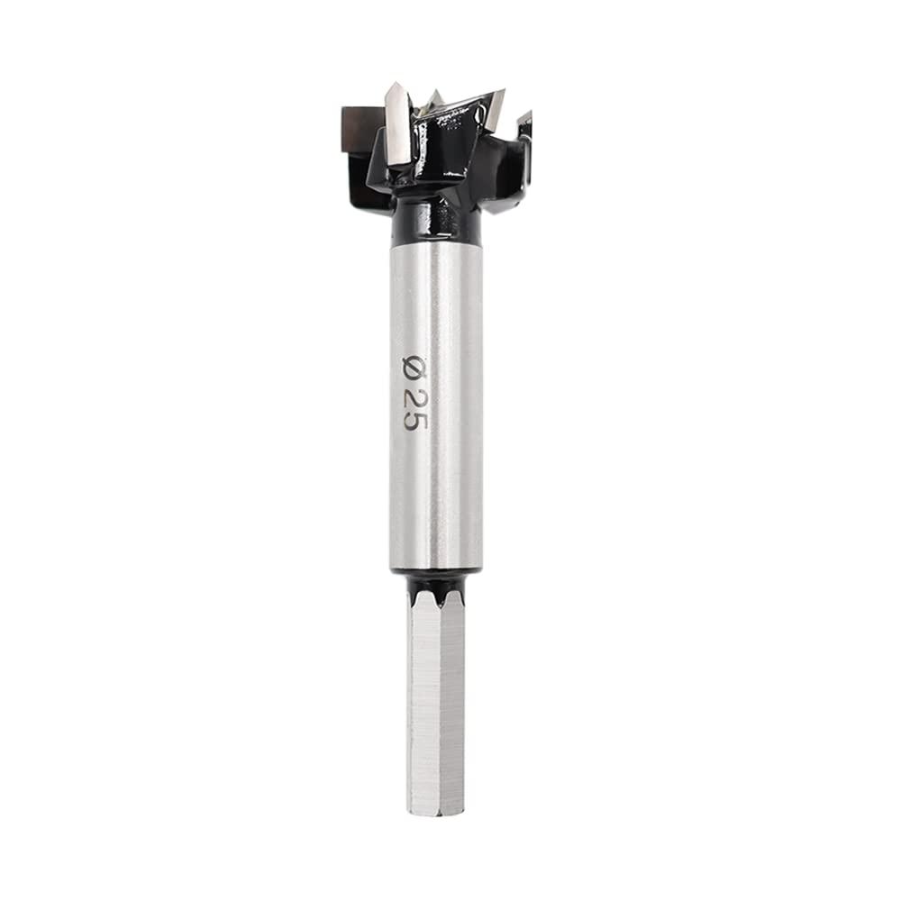 Forstner Drill Bits 25mm (1 inch) Tungsten Carbide Upgraded Version 3-Cutter Higher Hardness Wood Hole Saw Auger Opener Woodworking Drilling Tool Wood Cutter