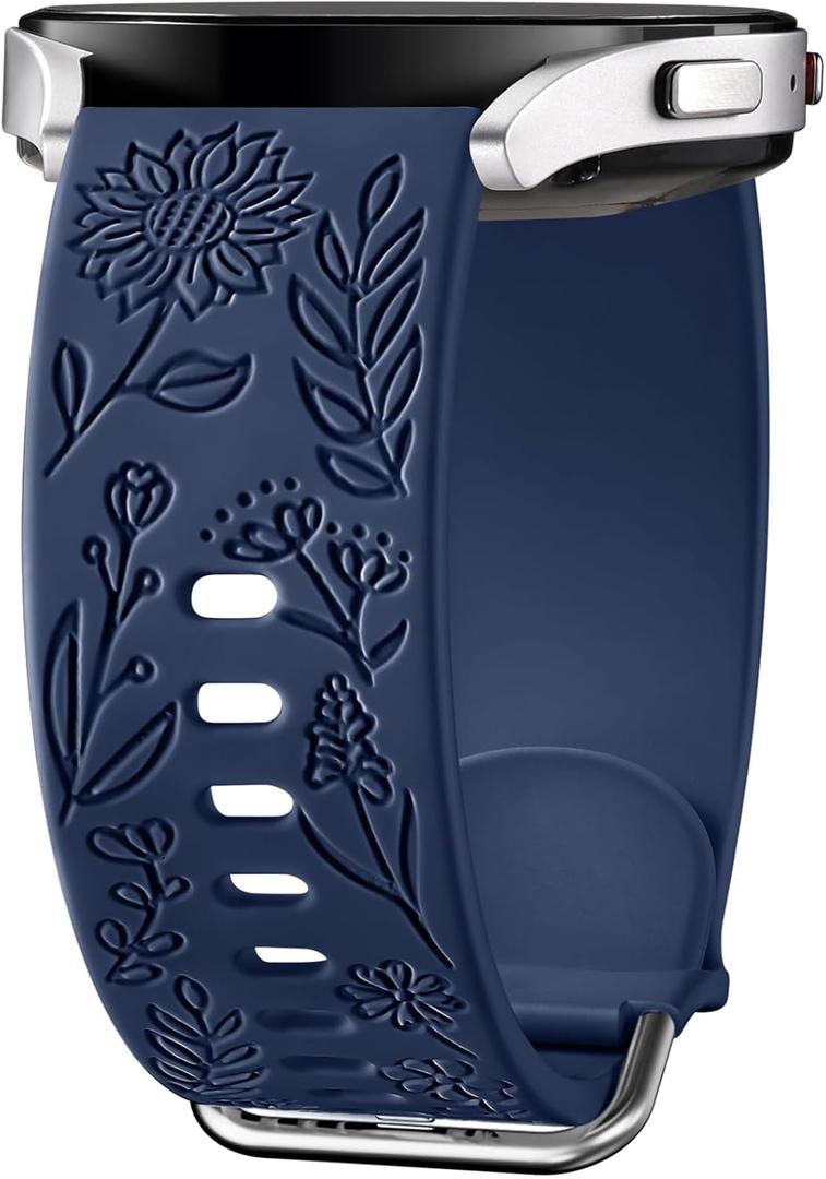 Samsung Galaxy Watch Bands - Sunflower Engraved 40mm/44mm, Silicone Sport Strap for Women/ Men