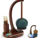 Sewovvmu Crochet Yarn Holder, Yarn Spinner for Crocheting with Phone Stand & Crochet Accessories Storage, Crochet Gift for Knitting Lovers (Brown)