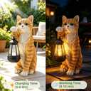 MUMTOP Cat Garden Statue - Cat Solar Lights Outdoor Garden, Resin Orange Cat Sculpture Figurines Holding Lantern for Patio, Yard, Lawn, Gardening Gifts for Women and Cat Lovers