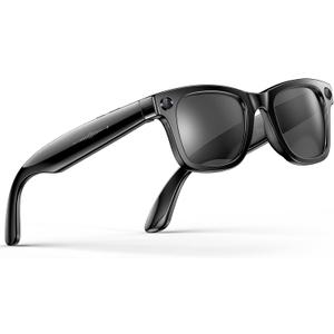 Upgraded Ai Smart Bluetooth Glasses, 800w Anti-Shake Camera Glasses, 1080p Video Recording, Ai Real-Time Translation, Open-Back Headphone Audio, Voice Assistant, Sunglasses for Men Women (Black eyeglass frames/sunglasses lenses)