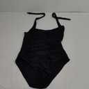 Aqua Eve Women Tummy Control Bathing Suits Halter One Piece Swimsuits Ruched Mesh Vintage Swimwear (Medium)