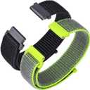 ANNEFIT Nylon Sport Loop Watch Bands, 2 Packs Quick Release Adjustable Strap 16mm 18mm 19mm 20mm 21mm 22mm 24mm (Black+Shiny Yellow)