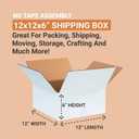 BOX USA 12126W Corrugated Cardboard Box 12" L x 12" W x 6" H, White, For Shipping, Packing and Moving (Pack of 25)