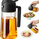 SWEET VIEW Olive Oil Sprayer for Cooking, 470ml 2 In 1 Glass Oil Dispenser/Pour Bottle, Kitchen Accessories, Kitchen Gadgets for Air Fryer, Salad, BBQ (Black)