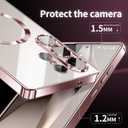 for Samsung Galaxy S25 Ultra Case.Phone Cover Clear Back Surrounding Plating Metallic Glossy.Magnetic Case Slim Thin Soft funda capa para 6.9" Built-in Lens Protector (Rose Gold)