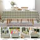 JIALE Gingham Tablecloth Rectangle Cotton Linen Fabric Checkered Table Cloth with Tassel Washable Wrinkle Free Buffalo Plaid Table Cover for Outdoor Party Picnic Kitchen Dining, Green, 55x90