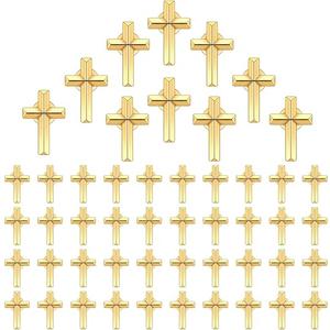 Jexine 50 Pcs Small Cross Lapel Pins, Religious Christian Chaplain Enamel Brooch Bulk Gift for Funeral Church Wedding 25Pcs Gold Stars