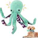 Octopus Dog Toys, No Stuffing Squeaky Dog Toys Chew Toys for Dogs Puppy Toys Indestructible Dog Toy for Small & Medium & Large Dogs (Green)