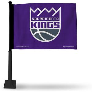 Rico Industries NBA Double Sided Car Flag - 16" x 19" (Black Pole)