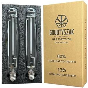 GRUOTVSZAK HPS 1000 Watt Grow Light Bulb E39 60% Increases on RED Spectrum 1950μmol 136000lm Ultra Bloom Flowering High Pressure Sodium 2-Pack