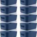 Zopeal Plastic Storage Bins 10 Pcs Blue Pantry Organizer Bins Small Baskets Storage Containers for Home Kitchen (8 x 5.7 x 3 Inch)