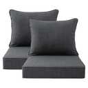Unimatta Outdoor Patio Chair Cushions Set, 24" x 24", Set of 2, Water-Repellent, Fade Resistant, Deep Seat Bottom and Back Cushion for Backyard, Couch, Sofa and Patio Furniture, Charcoal