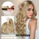 FAVE 20 Inches Clip in Extensions V Part Hair Extension Synthetic One Piece Extensions for Women Wavy Clip in Hair Extensions Dirty Blonde Highlight Hair Extensions for Daily Use