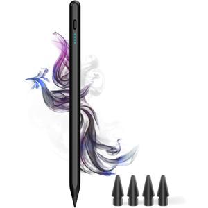Stylus Pen for iPad 9th&10th - Type-c Charging Pencil for iPad Palm Rejection Active Pen Compatible with（2018-2023） Apple iPad 6/ 7/ 8/ 9/ 10，iPad Air 3/ 4/ 5，iPad Mini 5/ 6, iPad Pro 11"/ 12.9"（Black）